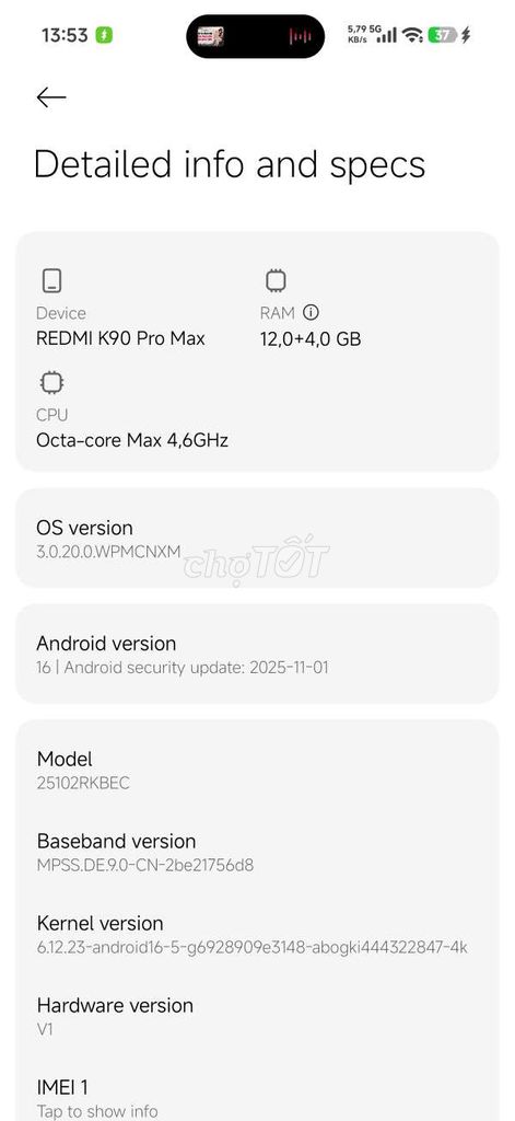 Xiaomi Redmi K90 Pro Max 99% mới. Mua bán Điện thoại tại Huyện Lâm Hà Lâm Đồng được đăng bởi Andy Phùng hình 1