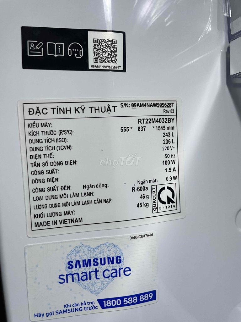 tủ lạnh Samsung 243l inverter tiết kiệm điện