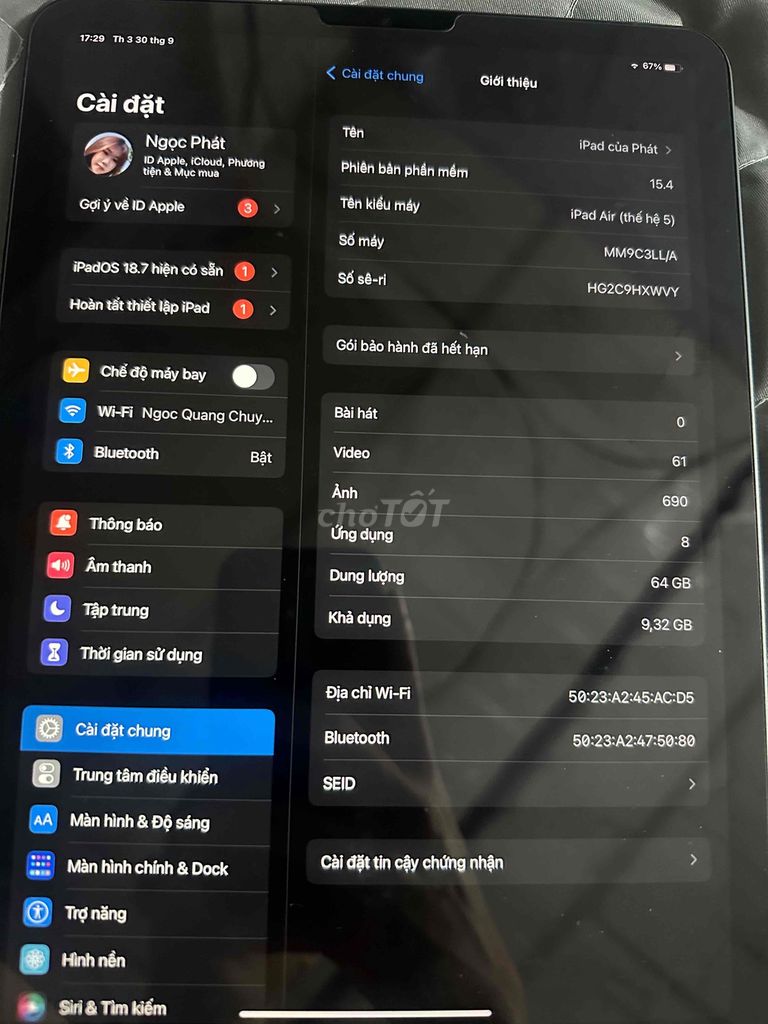 ipad air 5 người dùng giá đẹp. Mua bán Máy tính bảng tại Huyện Trùng Khánh Cao Bằng được đăng bởi Ngọc Phát hình 2
