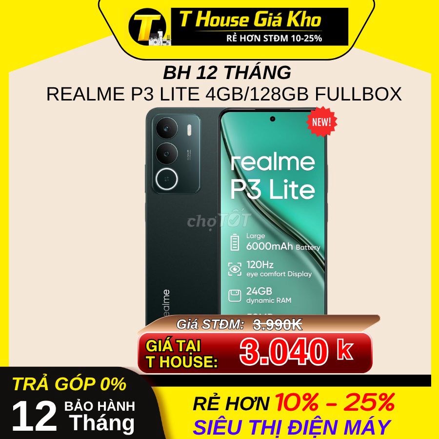 Realme P3 Lite 128GB Đen. Mua bán Điện thoại tại Quận Bình Thạnh Tp Hồ Chí Minh được đăng bởi T HOUSE GIÁ KHO hình 1