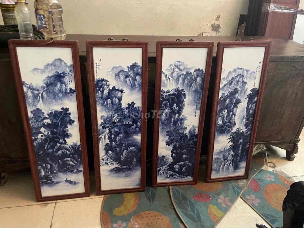 bộ tranh sơn thuỷ hữu tình 26.5x80cm giá 1550k