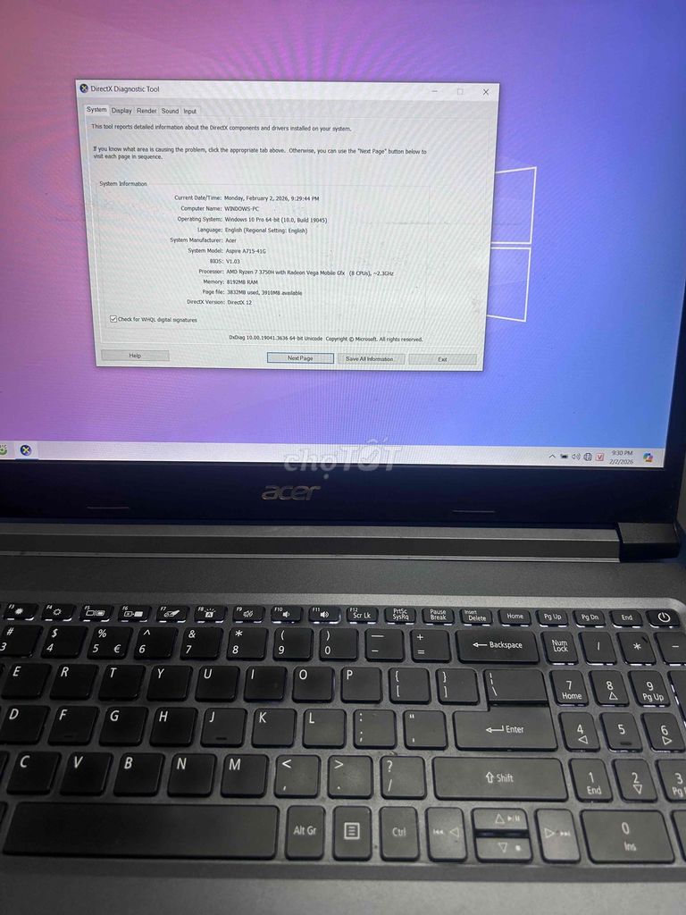 Acer Aspire 7 Ryzen 7 15.6 inch 8GB/256GB. Mua bán Laptop tại Quận Nam Từ Liêm Hà Nội được đăng bởi Mạc Đình Huỳnh hình 1