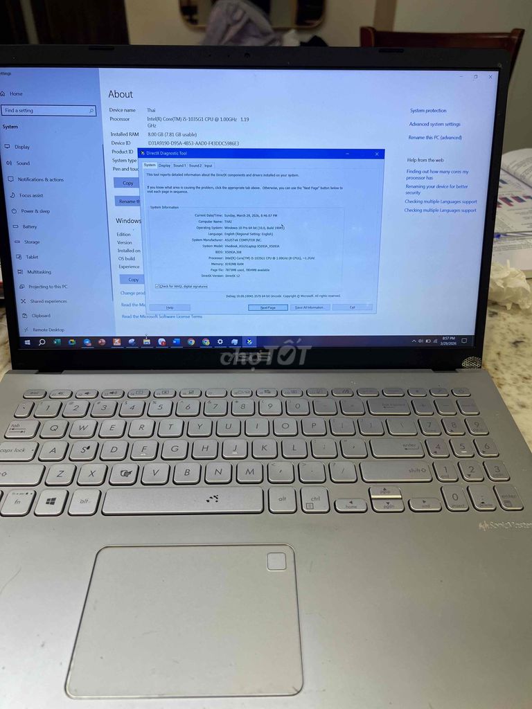 mình cần bán  Asus i5 Gen 10 8GB/500GB nvme. Mua bán Laptop tại Thành phố Thuận An Bình Dương được đăng bởi Mr Thái  hình 1