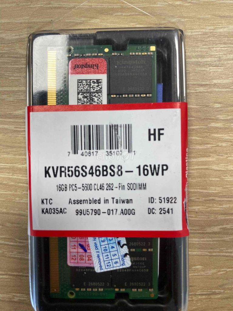RAM Kingston 16GB DDR5 5600MHz KVR56S46BS8-16. Mua bán Linh kiện (RAM, Card...) tại Thành phố Bà Rịa Bà Rịa - Vũng Tàu được đăng bởi Nhã Hân hình 1