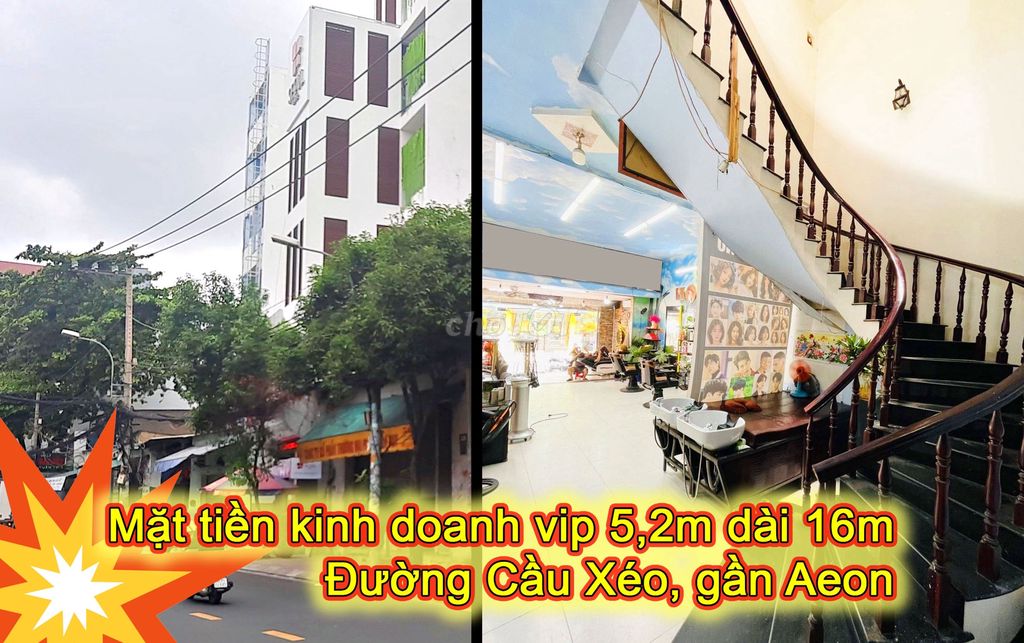 Mặt tiền Cầu Xéo cao cấp, ngang 5,2m dài 16m, gần Aeon, thông Gò Dầu.