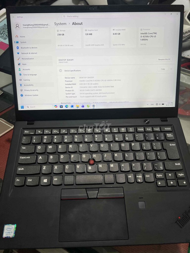 Lenovo X1 Carbon Gen 6 8GB/256GB Cảm ứng Đen. Mua bán Laptop tại Thành phố Thuận An Bình Dương được đăng bởi Cầm Đồ Thịnh Phát hình 1