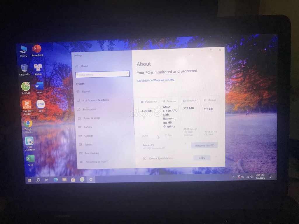 HP 2000 Notebook PC AMD E-450. Mua bán Laptop tại Thành phố Huế Thừa Thiên Huế được đăng bởi Hồ Đắc Tuấn hình 1