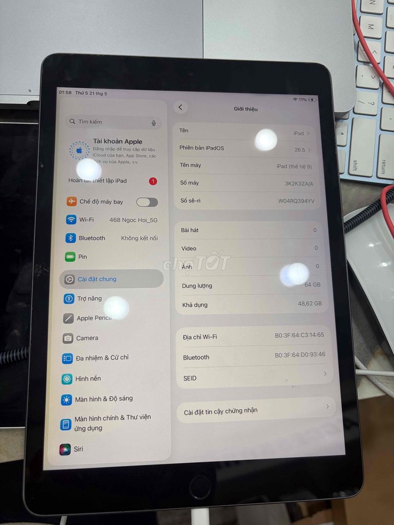 Apple iPad Gen 9 64GB Wifi Xám. Mua bán Máy tính bảng tại Huyện Thanh Trì Hà Nội được đăng bởi Đoàn Xuân Tùng hình 1