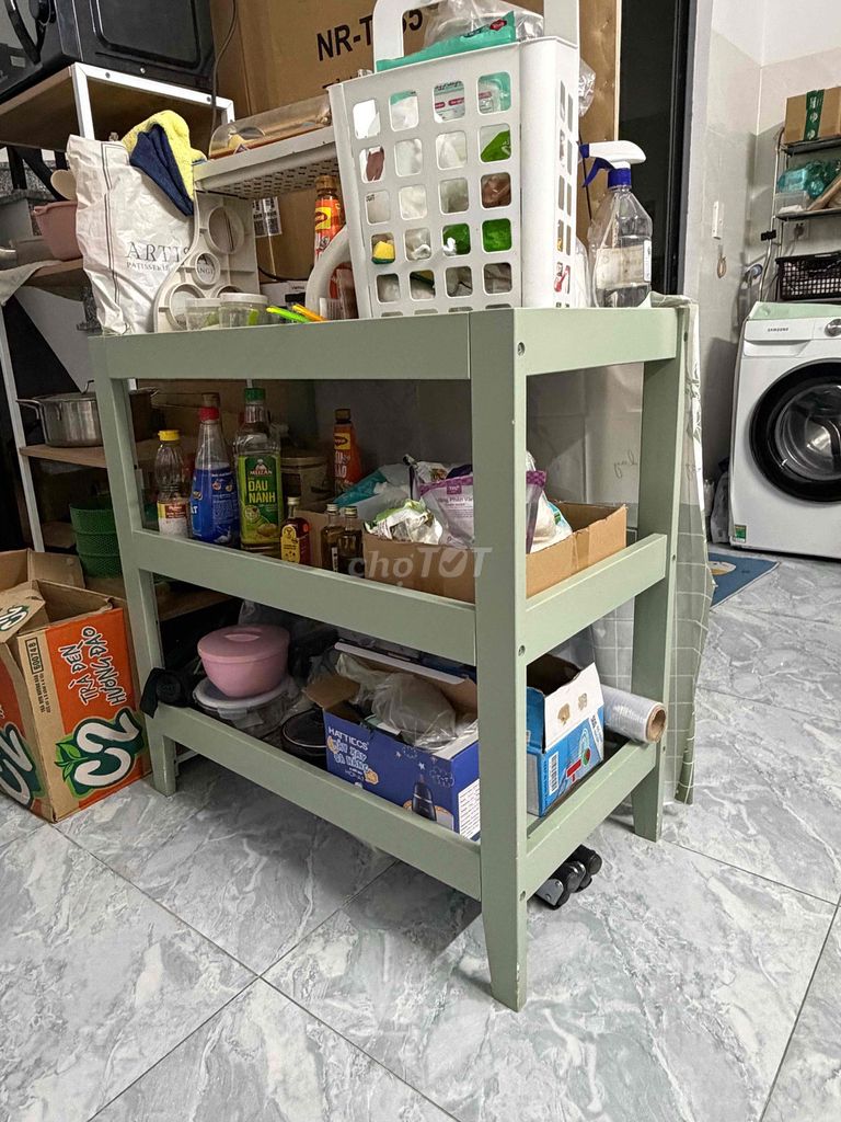 Kệ gỗ 3 ngăn Xanh mint. Mua bán Tủ, kệ gia đình tại Thành phố Thủ Dầu Một Bình Dương được đăng bởi Kelly Kieu hình 1