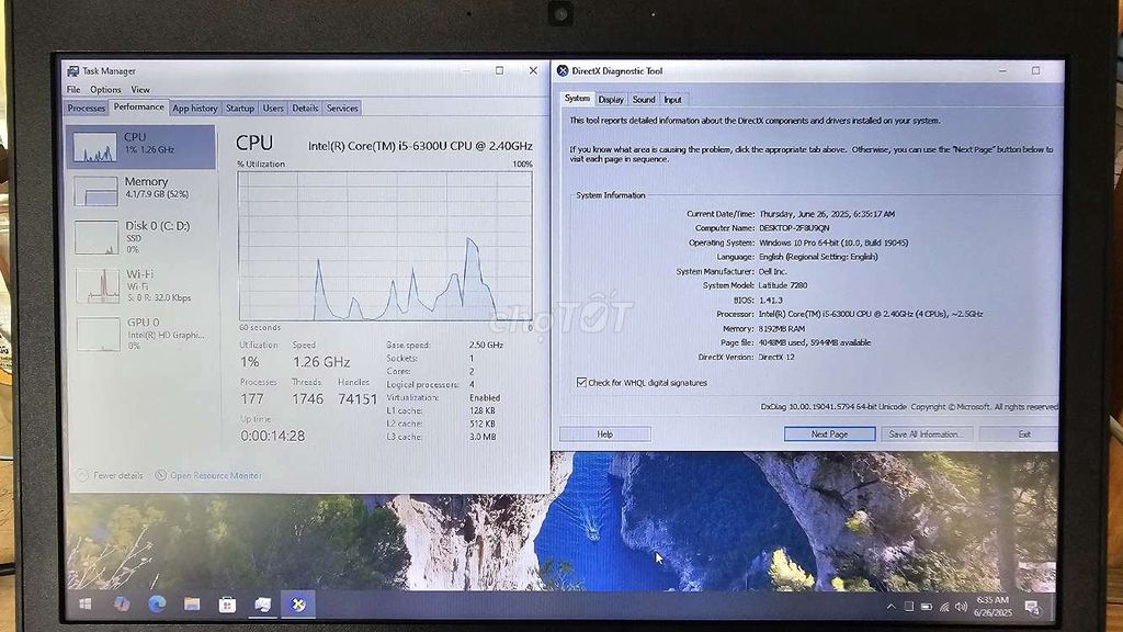 Laptop Dell Latitude E7280 (đúng Services Tag)