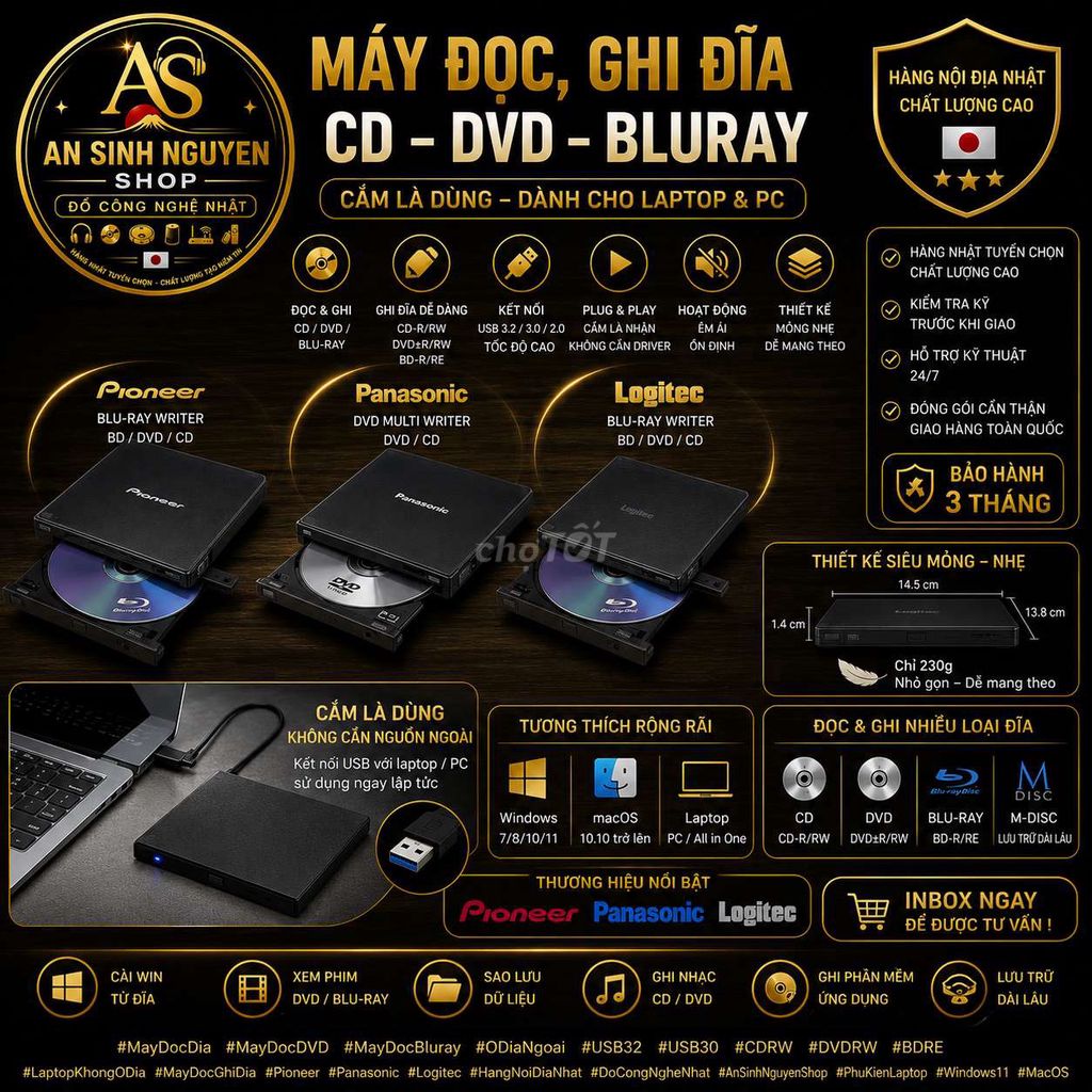Ổ đĩa quang Pioneer USB 3.2 Đen Nhật Bản. Mua bán Phụ kiện (Màn hình, Chuột...) tại Huyện An Dương Hải Phòng được đăng bởi ansinhnguyenshop hình 1