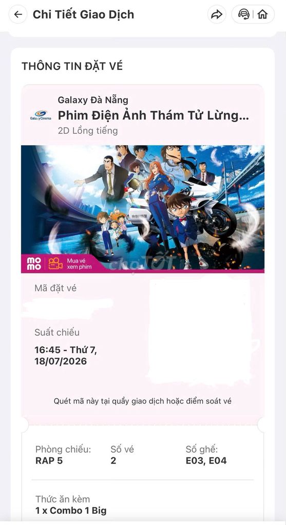 Vé xem phim Galaxy Cinema Đà Nẵng. Mua bán Sở thích khác tại Quận Cẩm Lệ Đà Nẵng được đăng bởi Nhật Minh Nguyễn (TTQT) hình 1