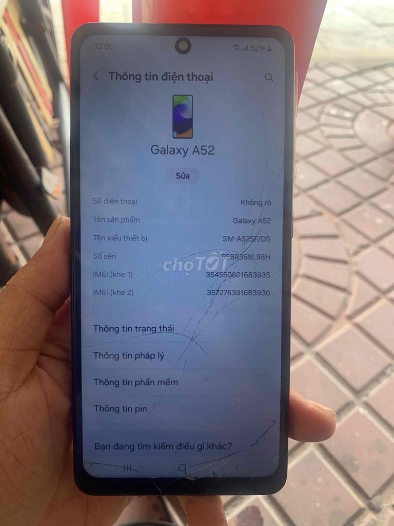 Samsung Galaxy A52 Trắng. Mua bán Điện thoại tại Quận Bình Thuỷ Cần Thơ được đăng bởi đinh lợi hình 1
