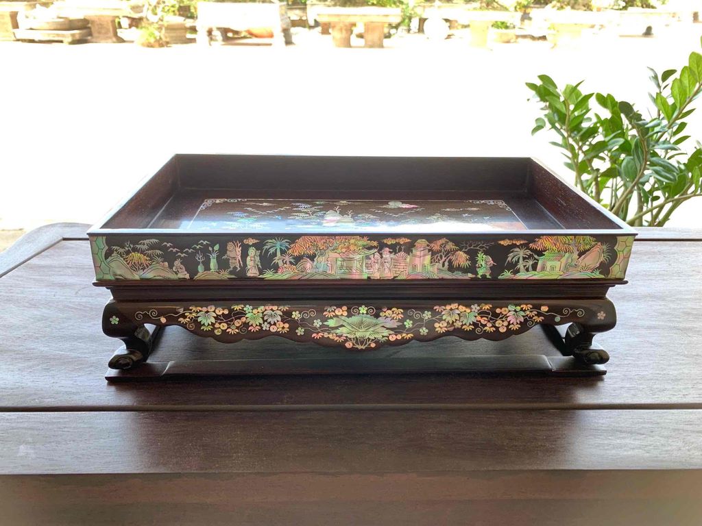 Khay trang trí Gỗ nâu 35x20cm. Mua bán Cây cảnh, đồ trang trí tại Huyện Hải Hậu Nam Định được đăng bởi Kim Thành hình 1