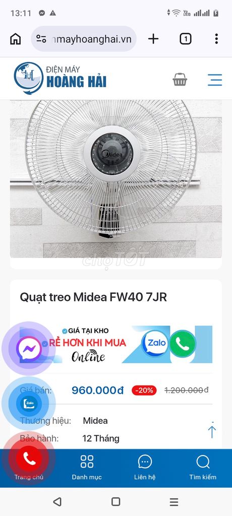 Quạt treo tường Midea FW40 7JR Trắng. Mua bán Quạt tại Quận 12 Tp Hồ Chí Minh được đăng bởi Minh Cute hình 1