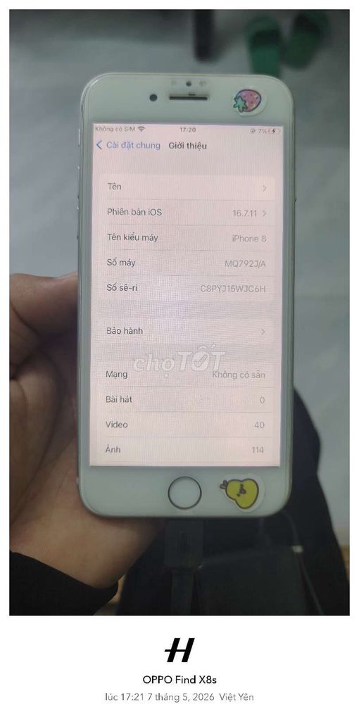 Apple iPhone 8 64GB Trắng. Mua bán Điện thoại tại Huyện Khoái Châu Hưng Yên được đăng bởi Quắt hình 1