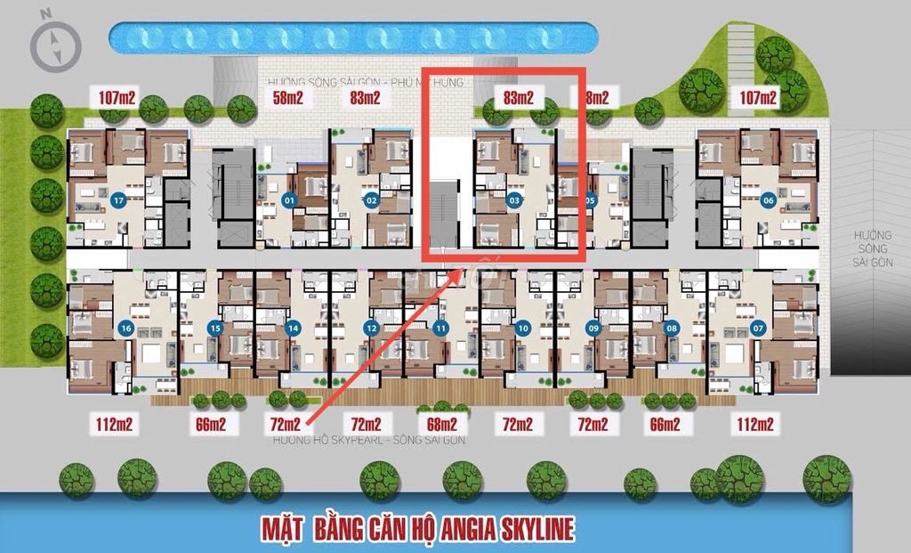 Квартира 3 спальни, 83 м², An Gia Skyline Q7, с мебелью