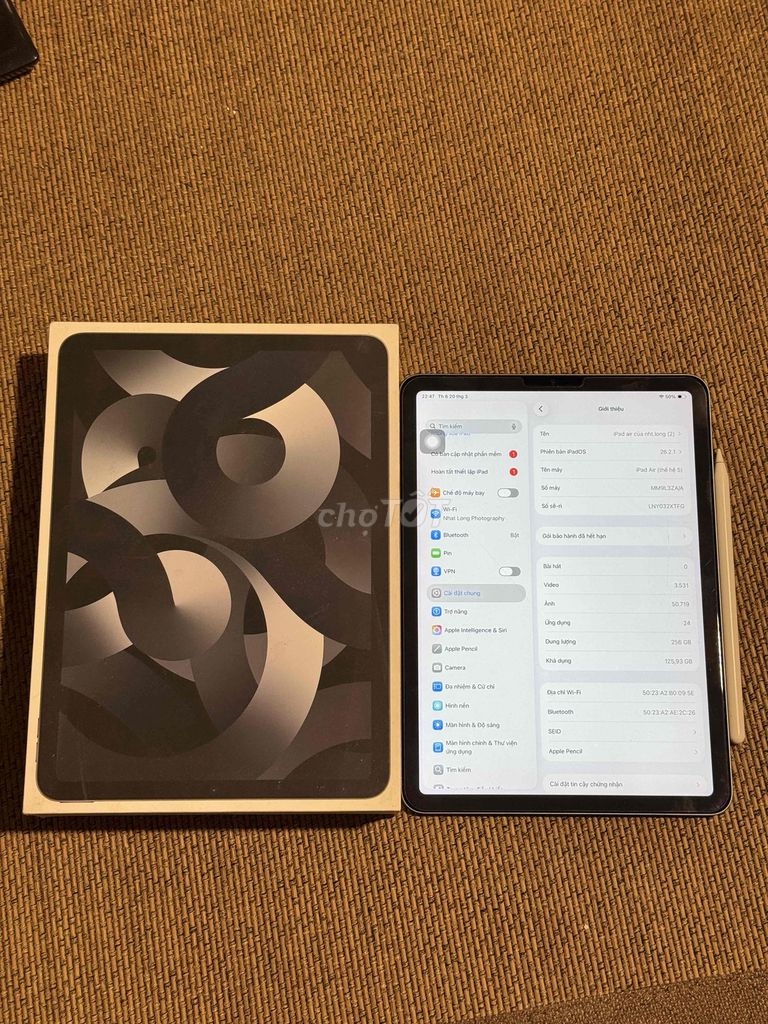 Combo iPad Air 5 256GB + Pencil 2. Mua bán Máy tính bảng tại Quận Cẩm Lệ Đà Nẵng được đăng bởi Hoang Huy hình 1