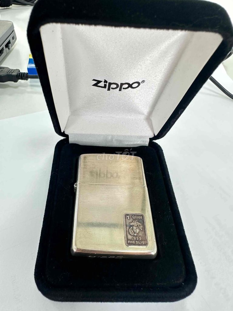 Bật lửa Zippo bạc khối, mộc xéo sản xuất 1989. Mua bán Đồ sưu tầm, đồ cổ tại Thị xã Phú Mỹ Bà Rịa - Vũng Tàu được đăng bởi Huỳnh Anh Tài hình 1