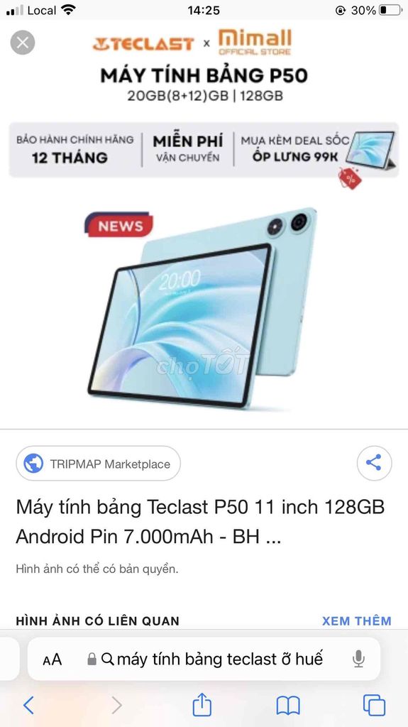 Teclast P50 11 inch 20GB/128GB. Mua bán Máy tính bảng tại Thị xã Hương Thủy Thừa Thiên Huế được đăng bởi nam hình 1