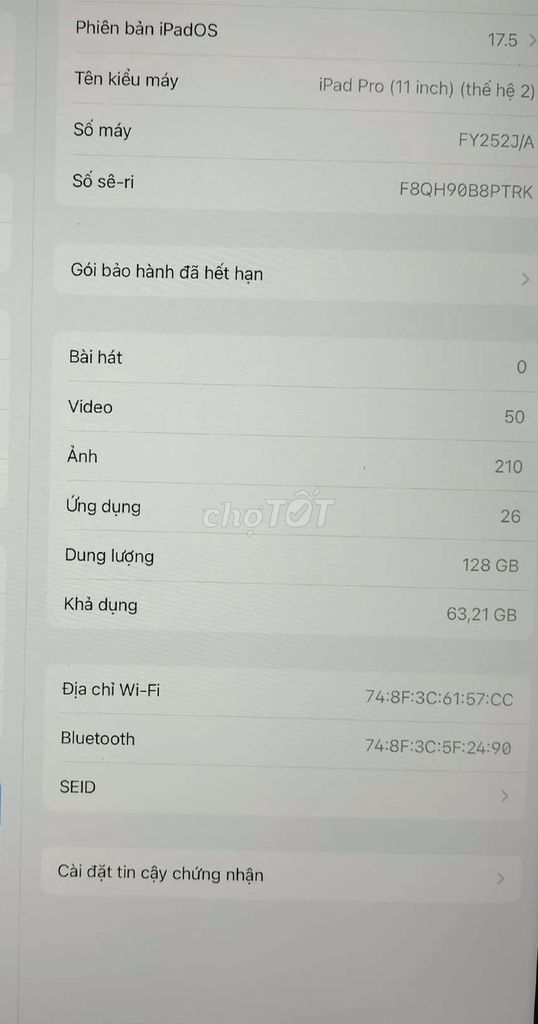 Apple iPad Pro 11 inch 2020 Bạc 128GB. Mua bán Máy tính bảng tại Huyện Yên Lạc Vĩnh Phúc được đăng bởi yoyô hình 1