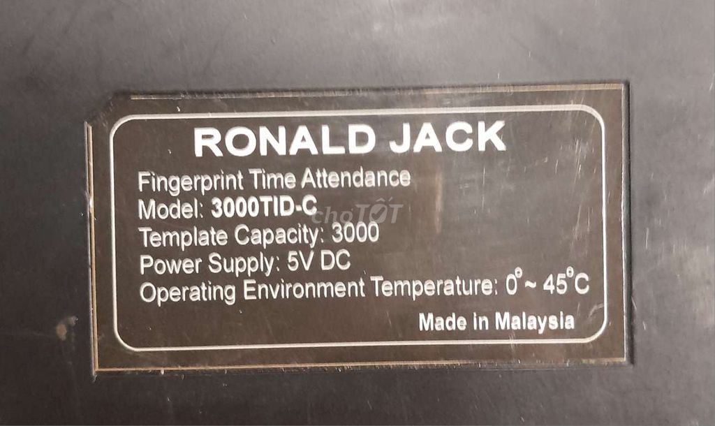 Máy chấm công vân tay Ronald Jack 3000TID-C