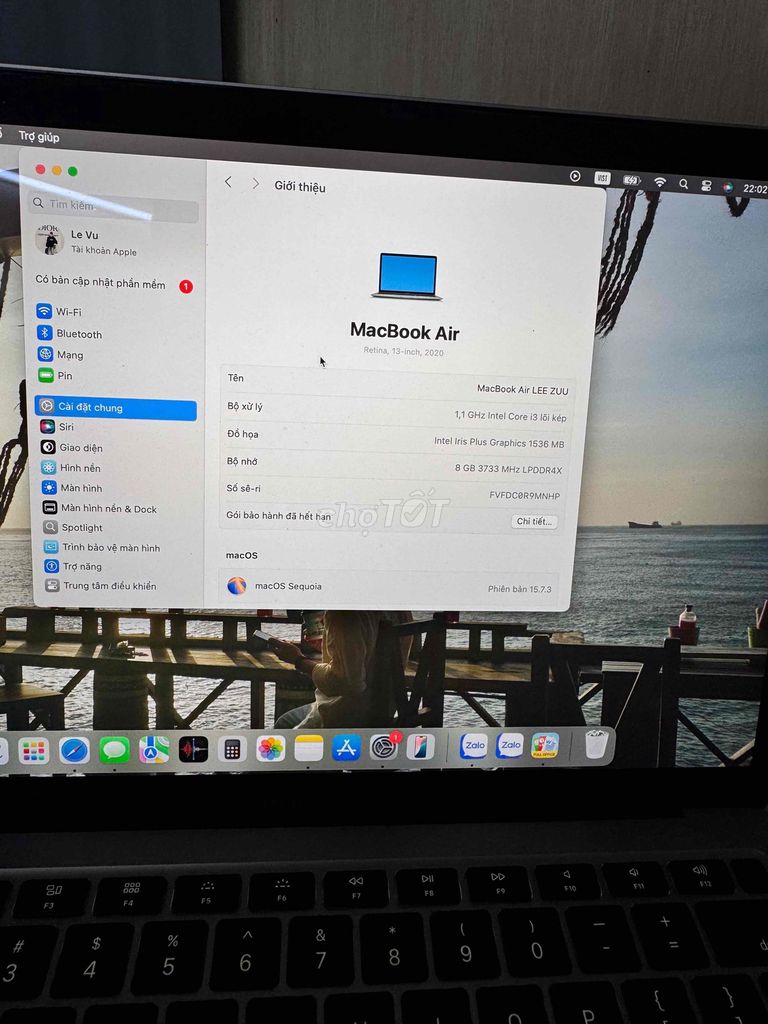 Apple MacBook Air 2020 8GB/SSD Xám. Mua bán Laptop tại Quận Tân Bình Tp Hồ Chí Minh được đăng bởi Mr VU hình 1