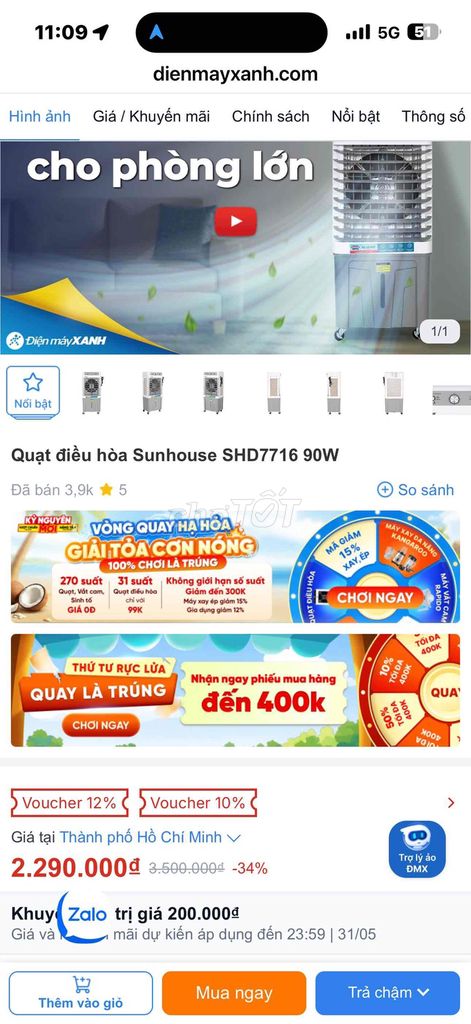 Quạt điều hòa Sunhouse SHD7716 Trắng, Xám. Mua bán Quạt tại Thành phố Quảng Ngãi Quảng Ngãi được đăng bởi lê minh toi hình 1