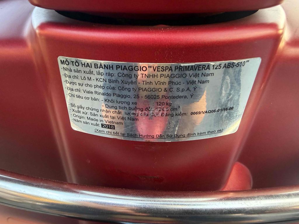 Piaggio Vespa Primavera 2018 Красный 18 тыс. км