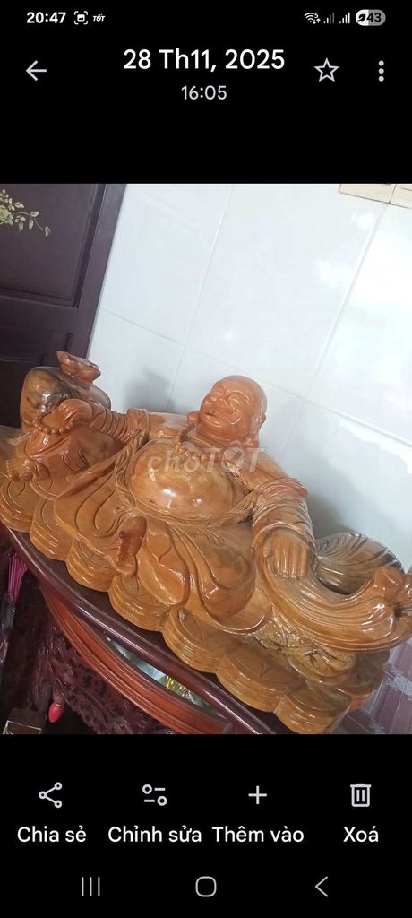Tượng Phật Di Lặc Gỗ tự nhiên. Mua bán Đồ sưu tầm, đồ cổ tại Huyện Củ Chi Tp Hồ Chí Minh được đăng bởi Trần Thị Hiểu hình 1