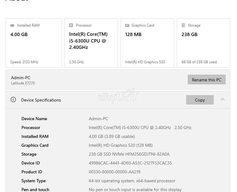 Dell Latitude E7270 i5-6300U 4GB/238GB, giá mềm. Mua bán Laptop tại Quận Tân Bình Tp Hồ Chí Minh được đăng bởi M7101 hình 1