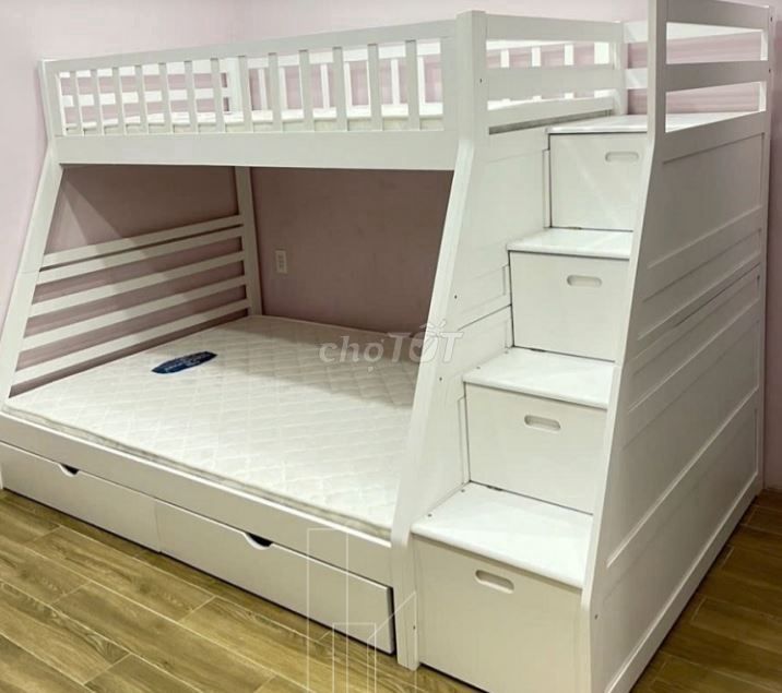 Giường tầng gỗ trắng 249x146x165cm. Mua bán Giường, chăn ga gối nệm tại Quận Bình Tân Tp Hồ Chí Minh được đăng bởi Tăng Quốc Diệu hình 1