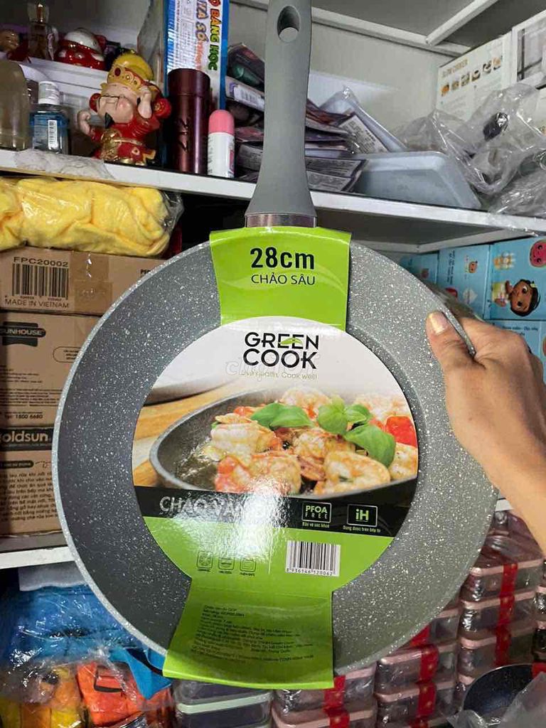 THANH LÝ CHẢO VÂN ĐÁ GREENCOOK 28cm - Mới 100%