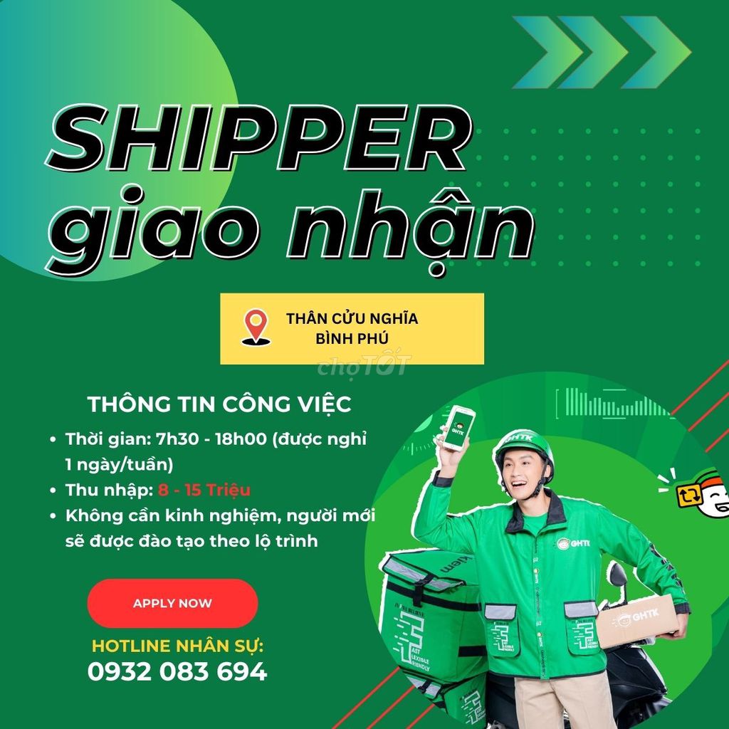 TUYỂN SHIPPER GHTK TẠI THÂN CỬU NGHĨA & BÌNH PHÚ