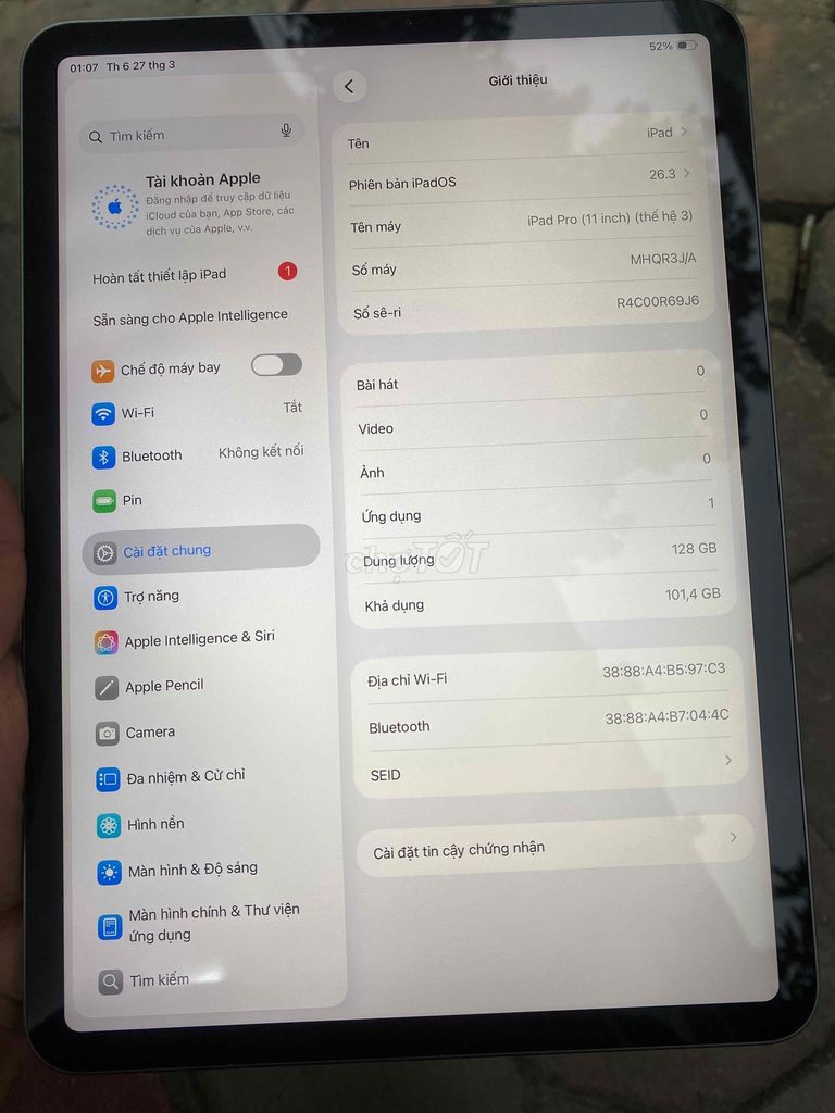 Apple iPad Pro M1 128GB Xám Mới. Mua bán Máy tính bảng tại Quận Cầu Giấy Hà Nội được đăng bởi Minh hình 1