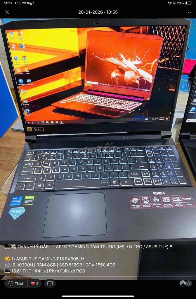 ASUS TUF GAMING F15 i5-10300H 15.6 inch 8GB/512GB. Mua bán Laptop tại Thành phố Biên Hòa Đồng Nai được đăng bởi TRƯƠNG HUY HOÀNG hình 1