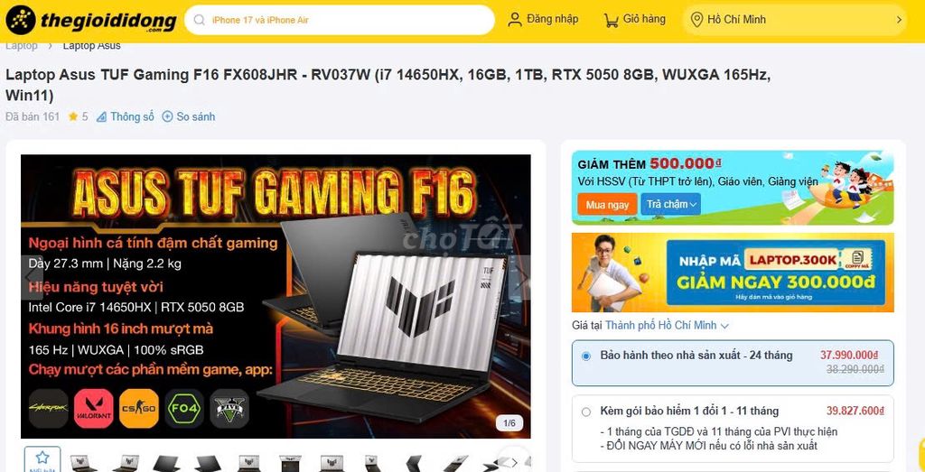 ASUS TUF Gaming FX608 I7-14650HX_RTX5050_16GB_1TB. Mua bán Laptop tại Quận Thanh Khê Đà Nẵng được đăng bởi Laptop Vui hình 1