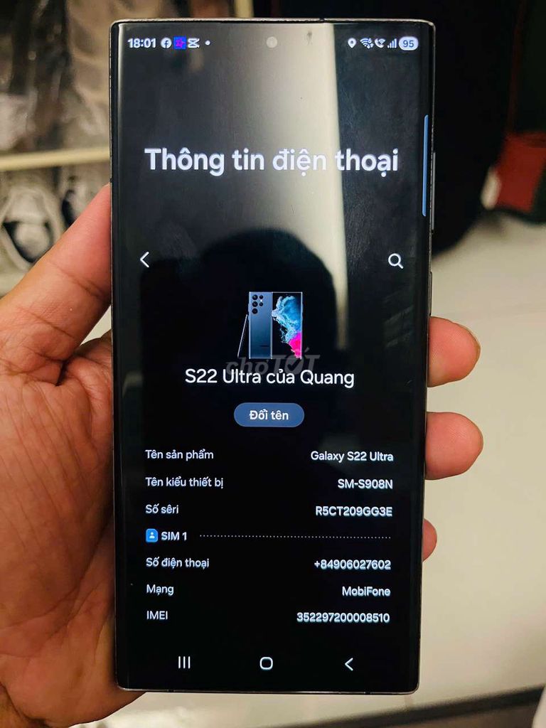 Samsung Galaxy S22 Ultra 12GB 256GB Đen Đã sử dụng. Mua bán Điện thoại tại Quận 4 Tp Hồ Chí Minh được đăng bởi quang phan hình 1