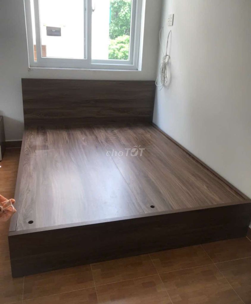 GIƯỜNG GỖ CÔNG NGHIỆP (MDF) 1M6*2M TRƠN CÓ HỘP KÉO