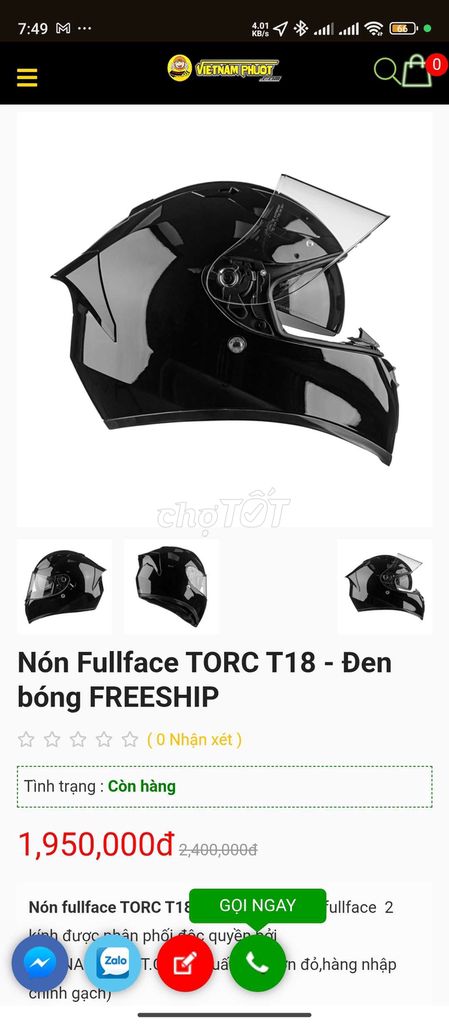 Nón fullface TORC T18