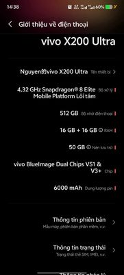 Vivo X200 Ultra 16/512 fullbox máy đẹp 99 pin97