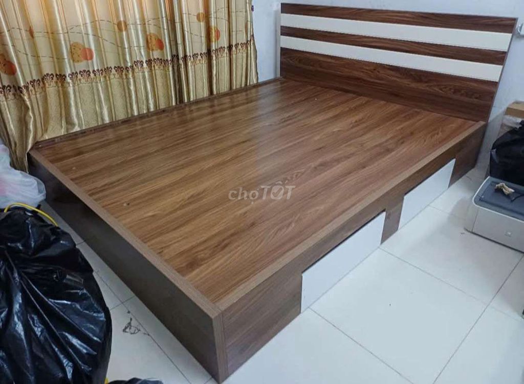 GIƯỜNG MDF GỖ CÔNG NGHIỆP 1M8*2M CÓ HỘP KÉO