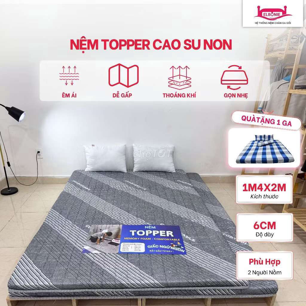 Nệm topper Elbonie cao su non 1m4x2m. Mua bán Giường, chăn ga gối nệm tại Quận 10 Tp Hồ Chí Minh được đăng bởi Quang hình 1
