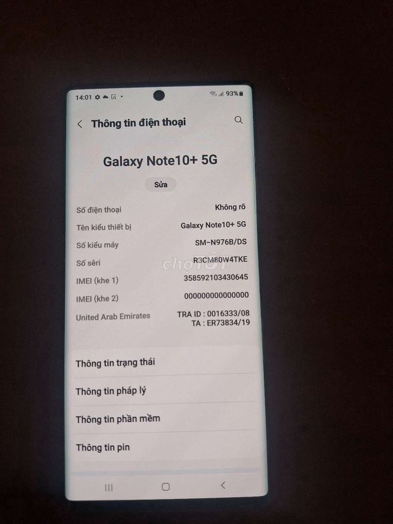 Samsung Galaxy Note10+ 5G 256GB Đen. Mua bán Điện thoại tại Quận Bình Thạnh Tp Hồ Chí Minh được đăng bởi minh ngọc hình 1