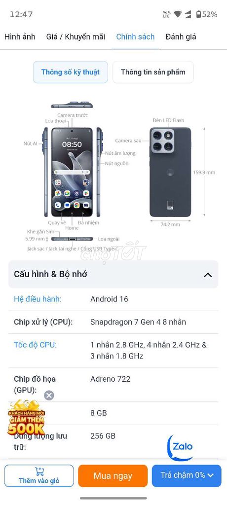 Motorola Edge 70 256GB Xanh lá. Mua bán Điện thoại tại Quận Hải Châu Đà Nẵng được đăng bởi Elio hình 1