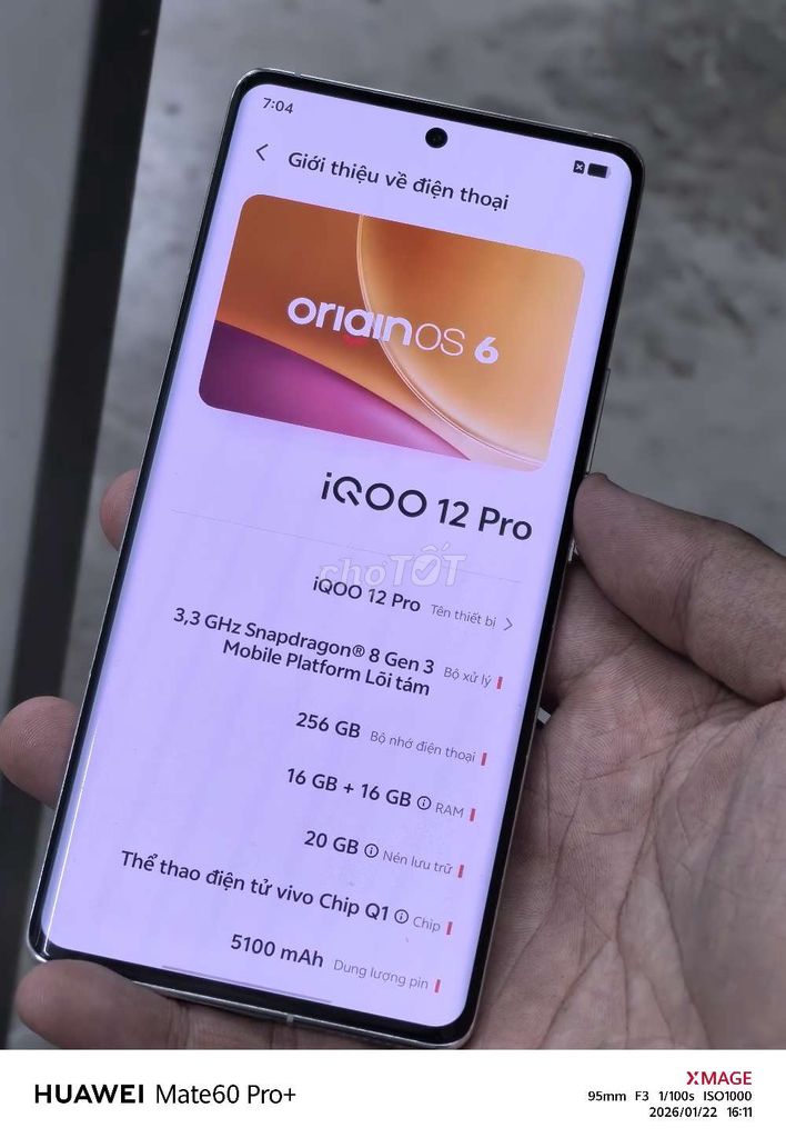 iQOO 12 Pro 256GB Trắng. Mua bán Điện thoại tại Thị xã Bến Cát Bình Dương được đăng bởi caocao hình 1