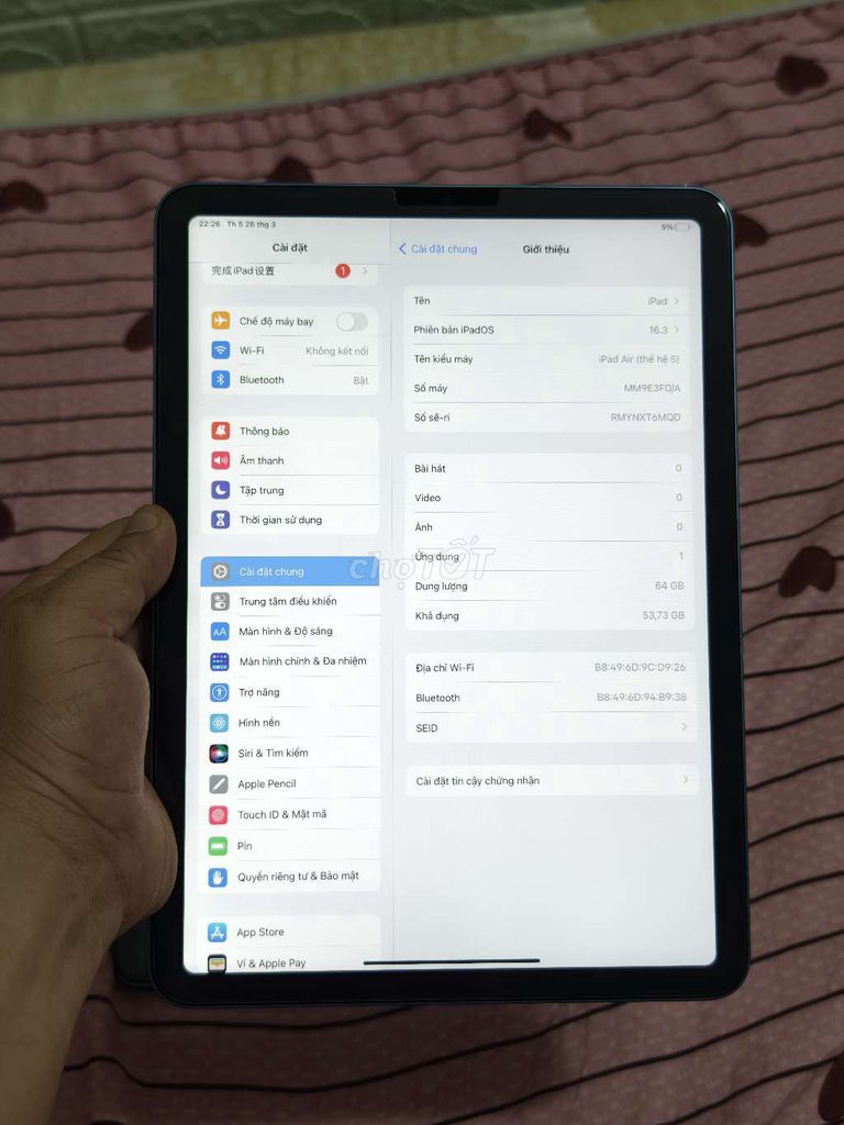 Apple iPad Air 5 M1 64GB Xanh. Mua bán Máy tính bảng tại Quận Hà Đông Hà Nội được đăng bởi Minh Quang hình 1