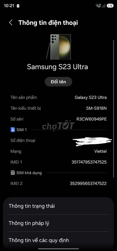 Samsung S23 Ultra Xanh 256GB. Mua bán Điện thoại tại Huyện Dương Minh Châu Tây Ninh được đăng bởi Quang trí  hình 1