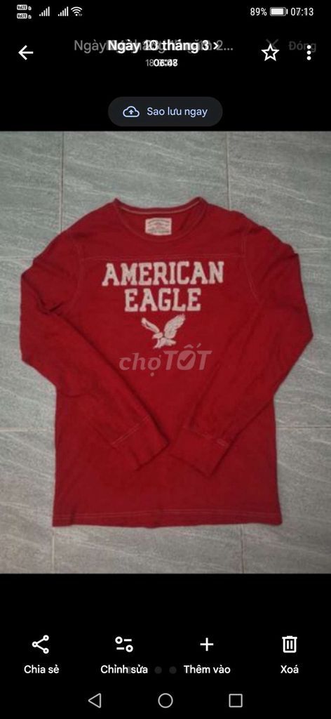 Áo thun dài tay American Eagle MadeBig size M. Mua bán Quần áo tại Quận Gò Vấp Tp Hồ Chí Minh được đăng bởi linhdinhv2hands hình 1
