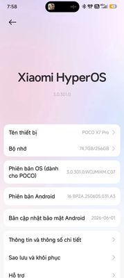 Xiaomi POCO X7 Pro 256GB Đã sử dụng